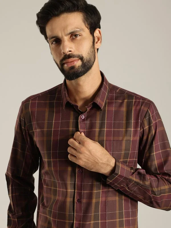 Men Checked Full Sleeve Cotton Blend Shirt Dynamic Men's Glow