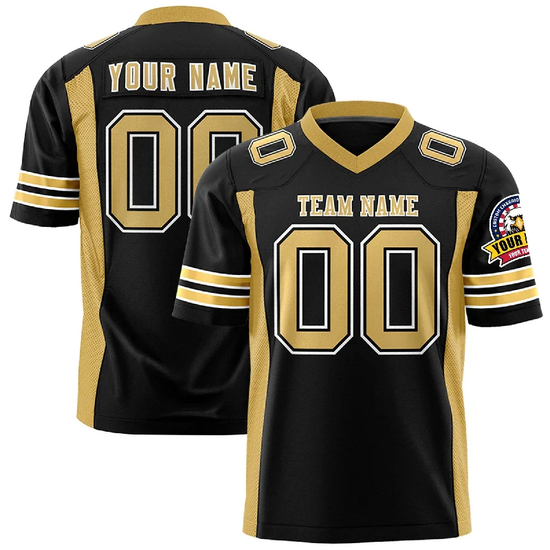 Custom Black Old Gold Personalized Insert Color Design Authentic Football Jersey Confident Men's High