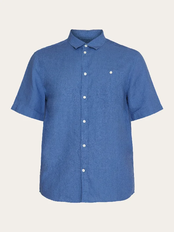 Custom fit linen short sleeve shirt - Moonlight Blue Dynamic Men's Moto