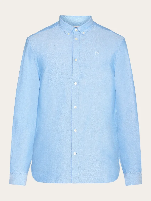 Harald Small Owl Oxford Regular Fit Shirt - GOTS/Vegan - Lapis Blue Sleek Men's Metallic