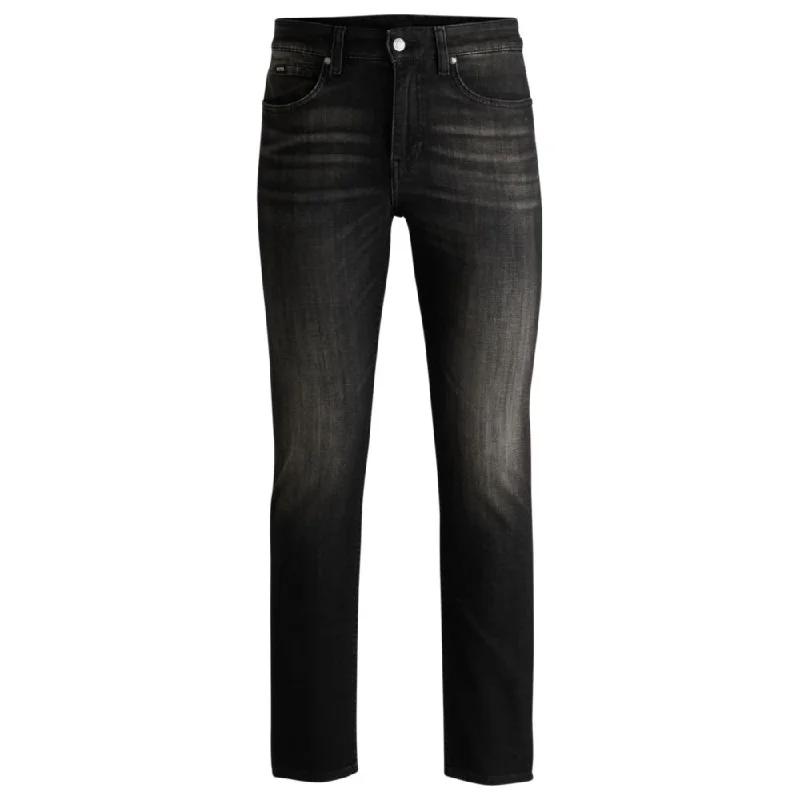 Delaware Slim-fit jeans in black stretch denim Dapper Men's Bow