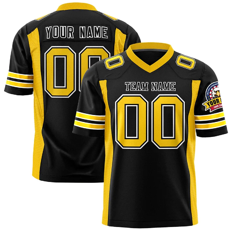 Custom Black Gold Personalized Insert Color Design Authentic Football Jersey Relaxed Men's Australian 