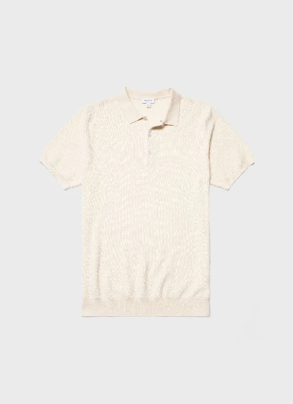 Men's Knit Polo Shirt in Ecru Adventure