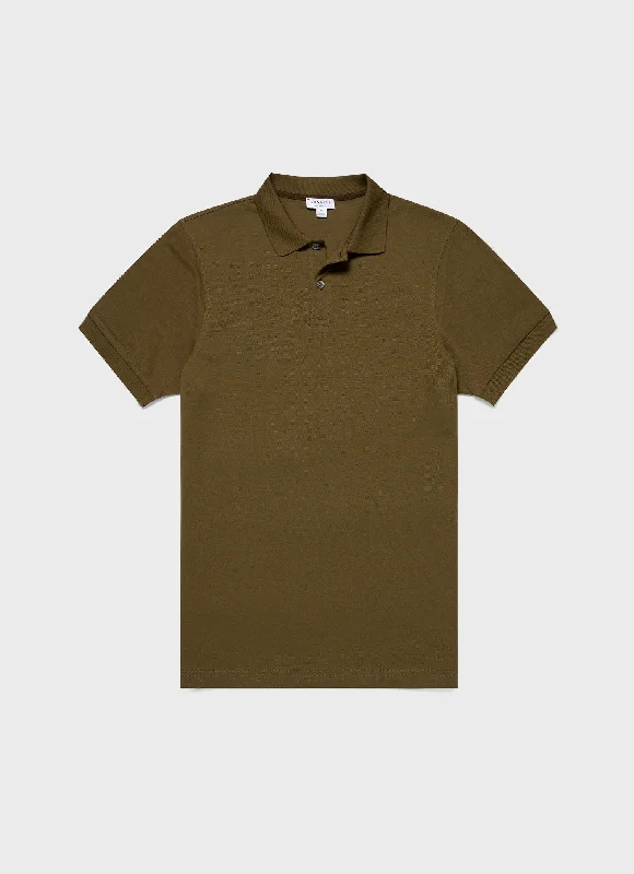 Men's Piqué Polo Shirt in Olive Green Sophisticated Men's French