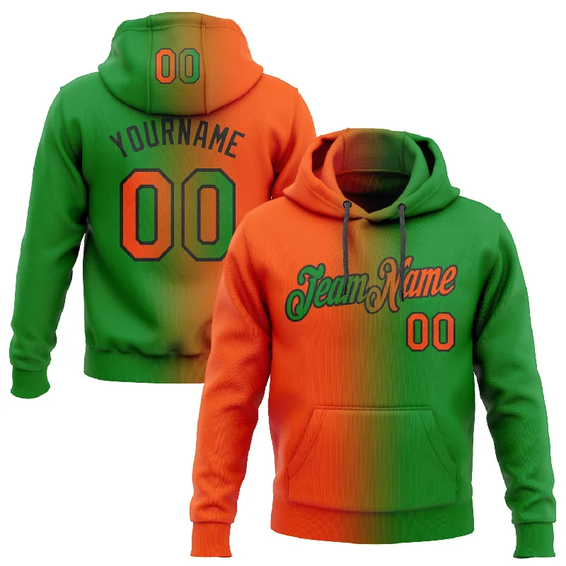 Custom Stitched Grass Green Orange-Black Gradient Fashion Sports Pullover Sweatshirt Hoodie Casual Men's Japanese 