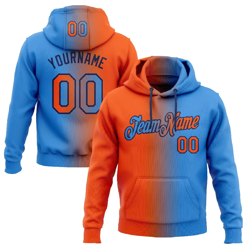 Custom Stitched Powder Blue Orange-Black Gradient Fashion Sports Pullover Sweatshirt Hoodie Sophisticated Men's French