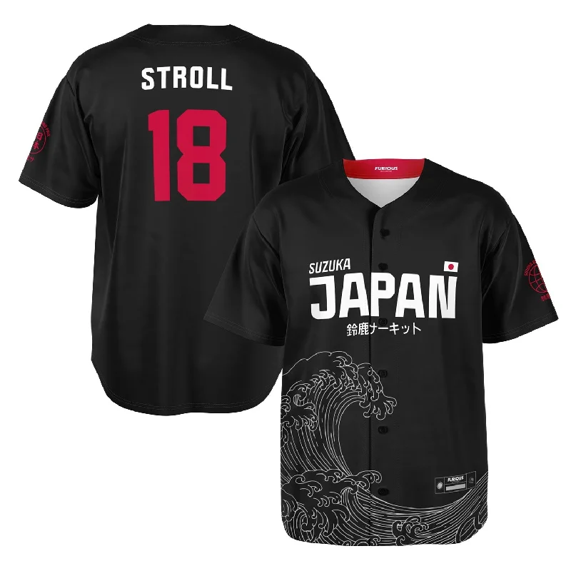 Stroll - Carbon Black Suzuka "Great Wave" Jersey Casual Men's Loose