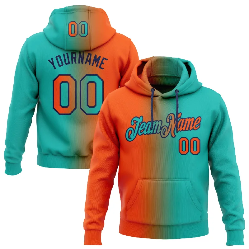 Custom Stitched Aqua Orange-Navy Gradient Fashion Sports Pullover Sweatshirt Hoodie Stylish Men's Tropical 