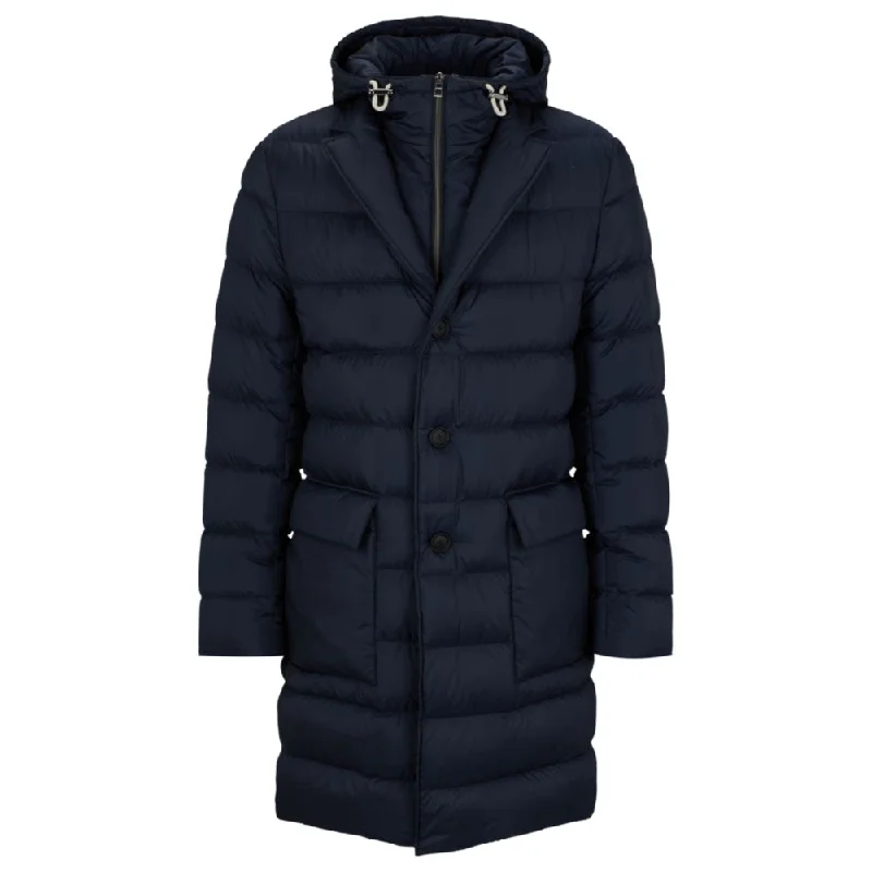 Slim-fit padded jacket with hooded inner Elegant Men's Formal 