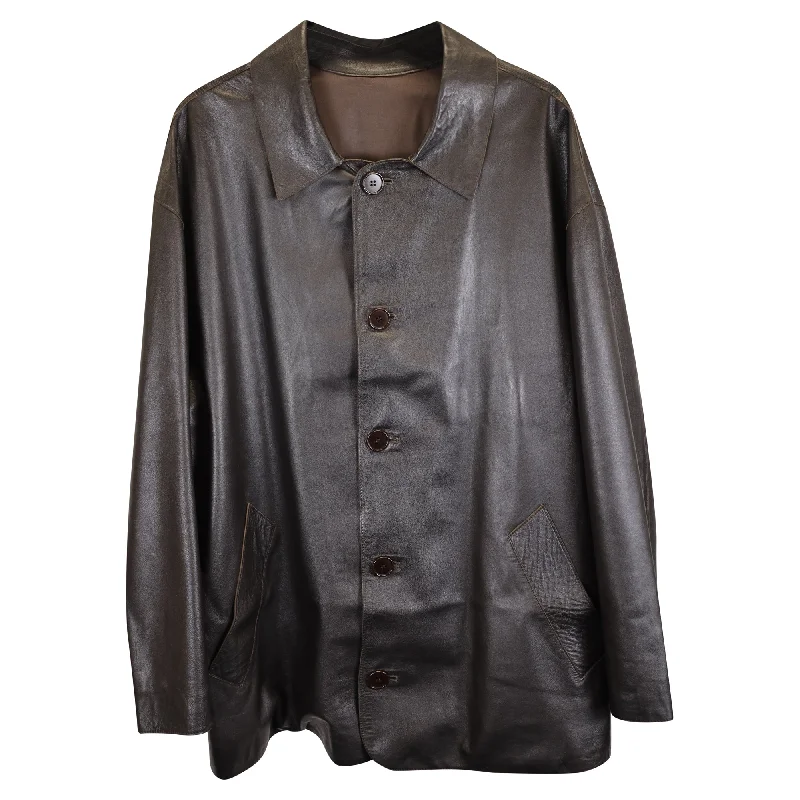 Fendi Vintage Single-Breasted Jacket in Brown Leather Adventure