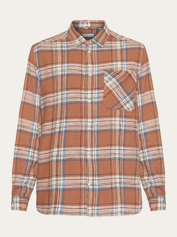 Loose checked shirt - GOTS/Vegan - Brown stripe Artistic Men's Avant