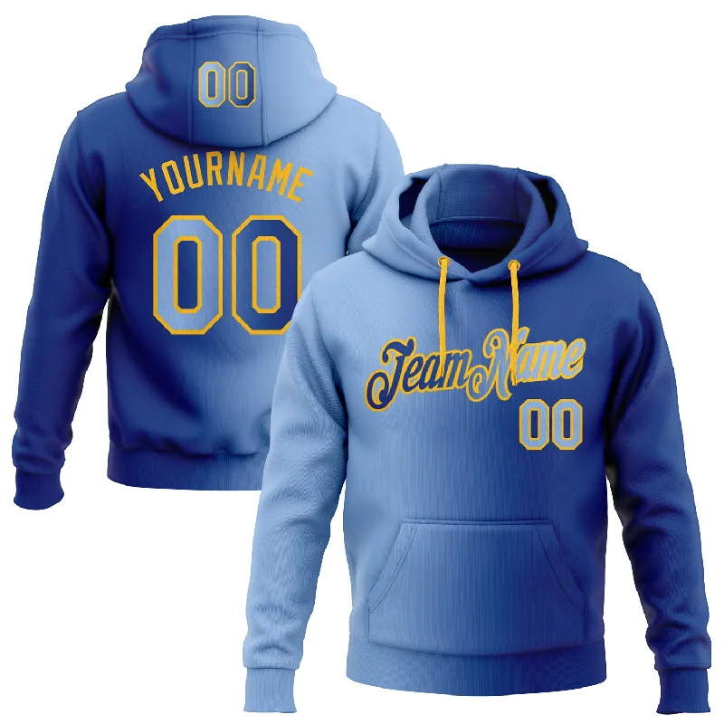 Custom Stitched Royal Light Blue-Gold Gradient Fashion Sports Pullover Sweatshirt Hoodie Tough Men's Military