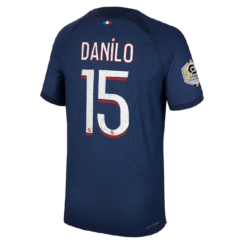 Nike Paris Saint-Germain Authentic Match Danilo Home Jersey w/ Ligue 1 Champion Patch 23/24 (Midnight Navy) Modern Men's 