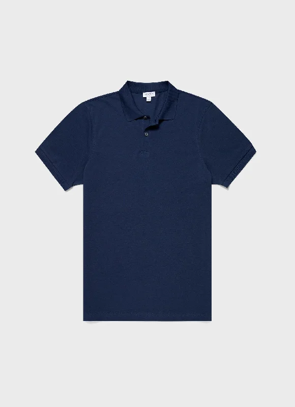 Men's Piqué Polo Shirt in Ink Blue Sleek Men's Metallic