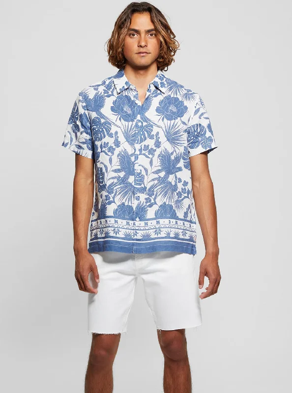 Tropical Print Island Short Sleeve Shirt Luxurious Men's High