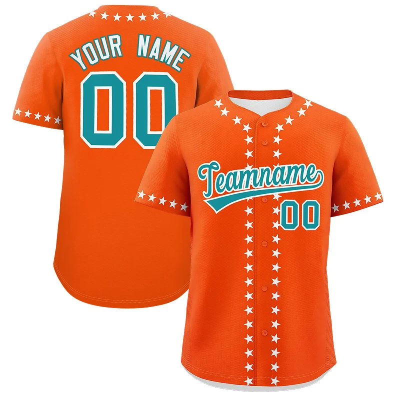 Custom Orange White Star Ribbing Authentic Baseball Jersey Hip Men's Urban