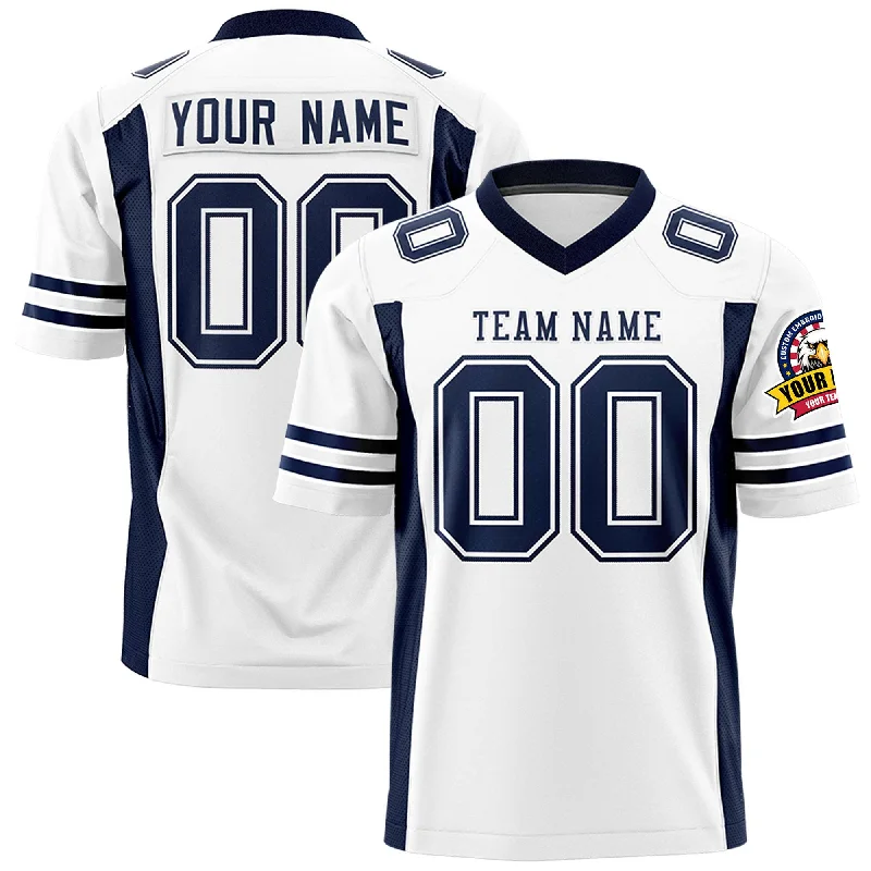 Custom White Navy Personalized Insert Color Design Authentic Football Jersey Modern Men's Geometric