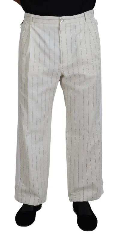 Dolce & Gabbana Elegant  Striped MainLine Men's Trousers Sophisticated Men's French