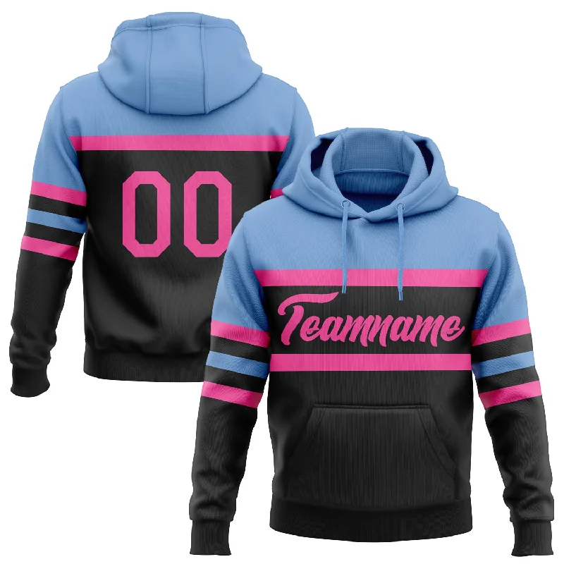 Custom Stitched Black Pink-Light Blue Line Sports Pullover Sweatshirt Hoodie Polished Men's Silk Custom Stitched Black Pink-Light Blue Line Sports Pullover Sweatshirt Hoodie Polished Men's Silk