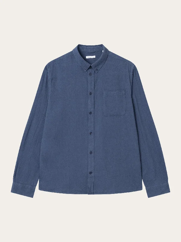 Regular fit melangé flannel shirt - Estate Blue Organic