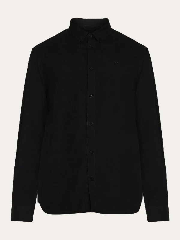 Harald Small Owl Oxford Regular Fit Shirt - GOTS/Vegan - Black Jet Tough Men's Military