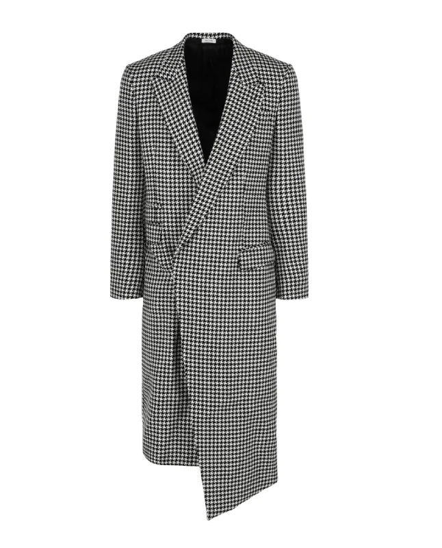 Asymmetrical Houndstooth Coat Confident Men's High