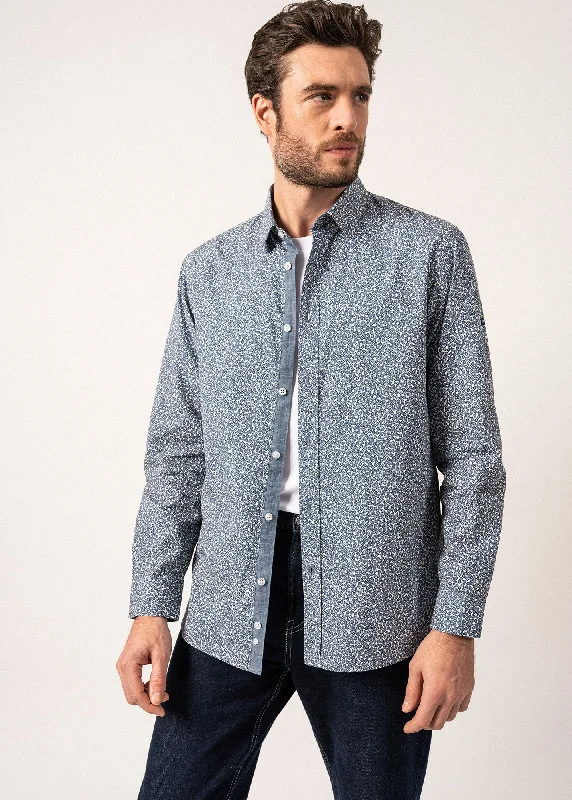 Flavien Floral Patterned Shirt - in cotton poplin (COOPER JEAN/ECUME) Modern Men's Geometric