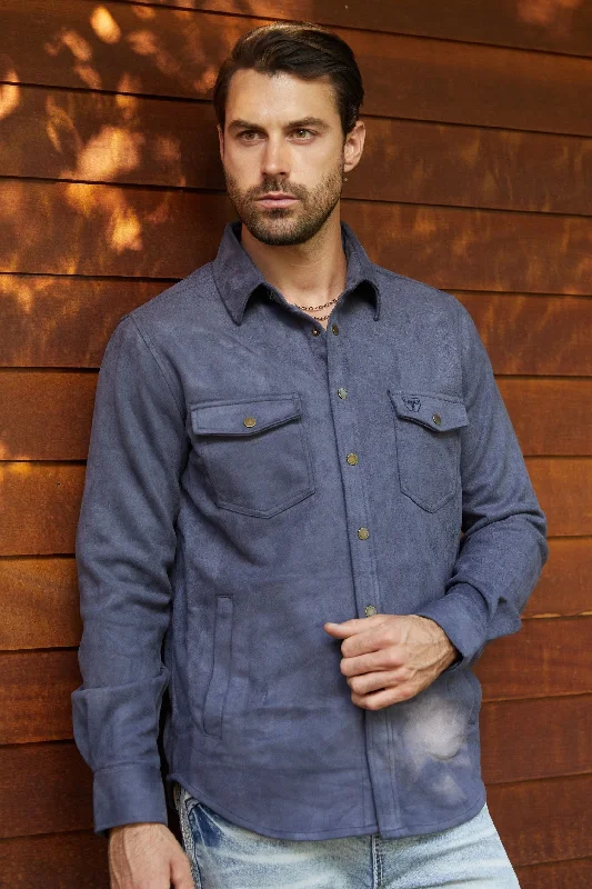 Men's Faux Suede Overshirt - Navy Modern Men's 