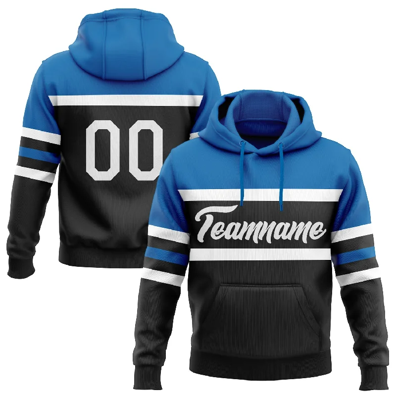 Custom Stitched Black White-Blue Line Sports Pullover Sweatshirt Hoodie Dynamic Men's Moto Custom Stitched Black White-Blue Line Sports Pullover Sweatshirt Hoodie Dynamic Men's Moto