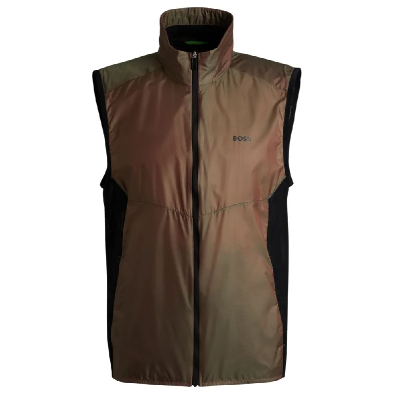 Water-repellent packable gilet in iridescent ripstop material British Gentleman Style