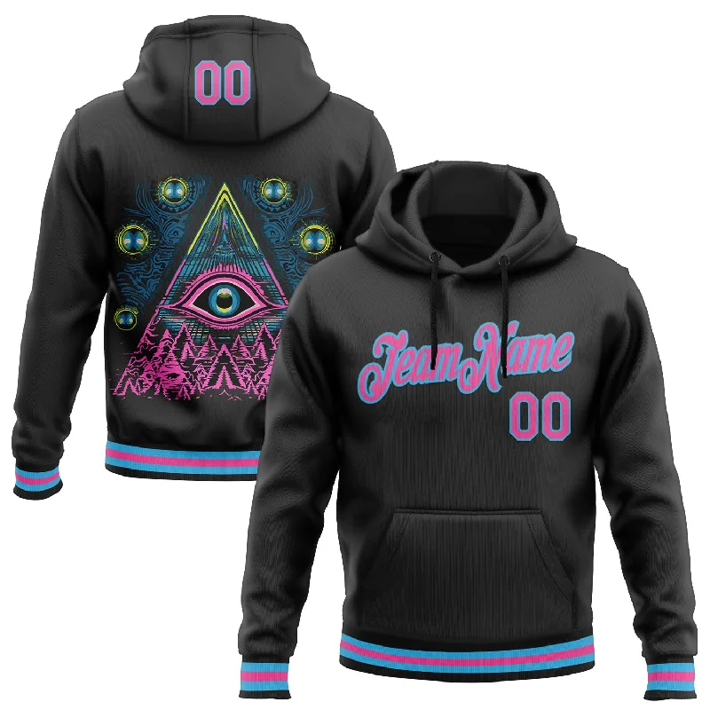 Custom Stitched Black Pink-Sky Blue 3D Pattern Design Evil Eyes Sports Pullover Sweatshirt Hoodie Refined Men's Velvet Custom Stitched Black Pink-Sky Blue 3D Pattern Design Evil Eyes Sports Pullover Sweatshirt Hoodie Refined Men's Velvet