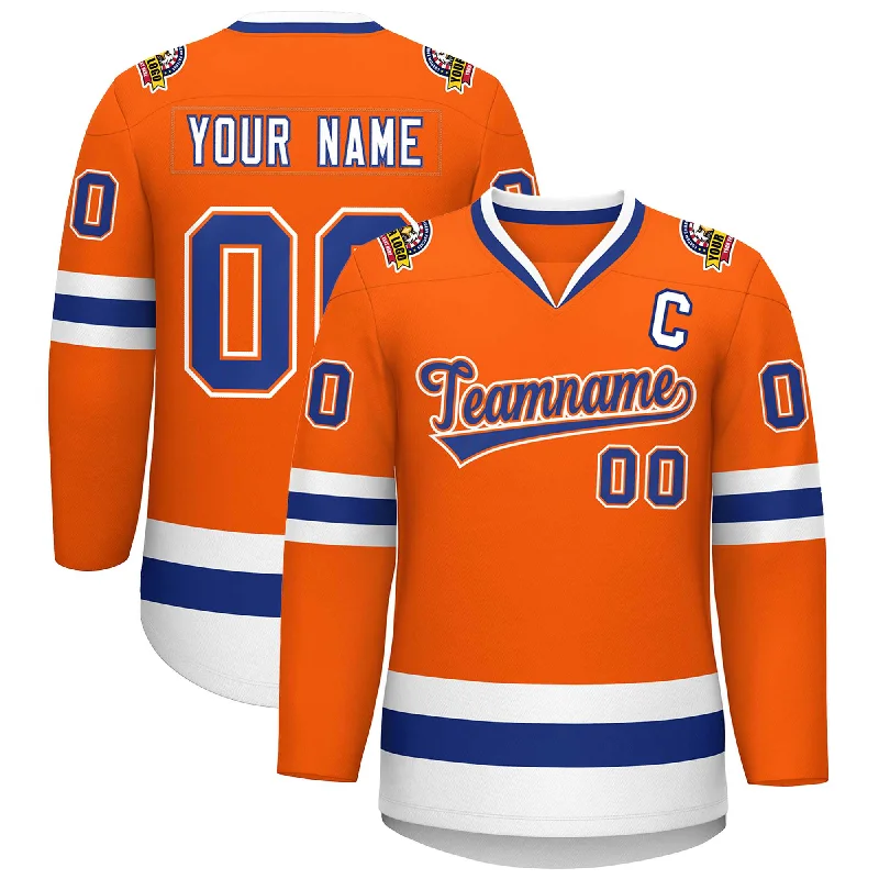 Custom Orange Royal Orange-White Classic Style Hockey Jersey Tough Men's Military