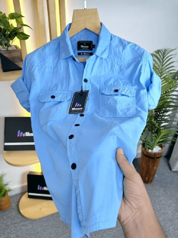 Double Pocket Denim Shirt Light Sky Athletic Men's Compression