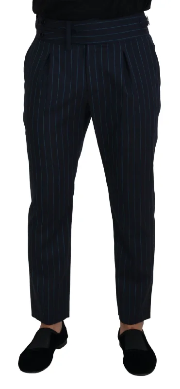 Dolce & Gabbana Elegant Stripe Virgin Wool Men's Trousers Relaxed Men's Australian 