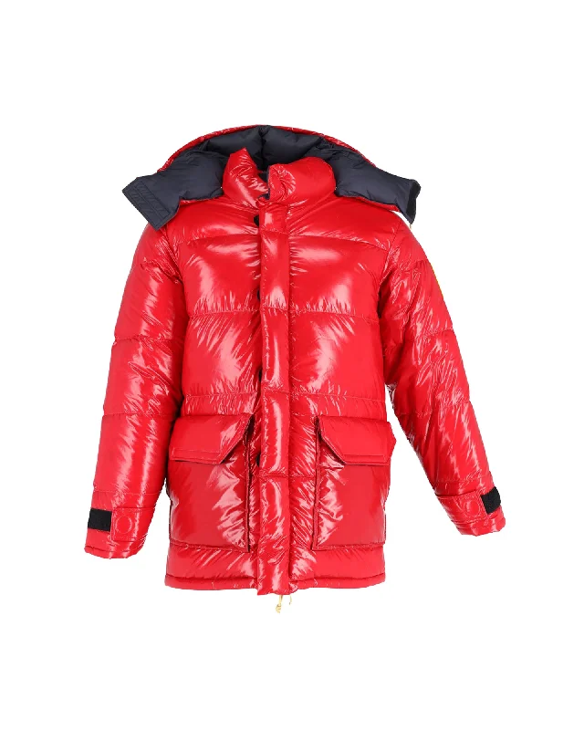 The North Face Brown Label Quilted Hooded Down Jacket in Red Nylon Athletic Men's Compression