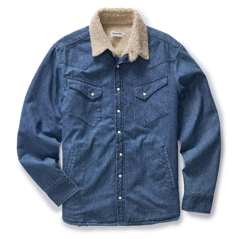 The Western Shirt Jacket in Washed Indigo Cozy Men's Winter