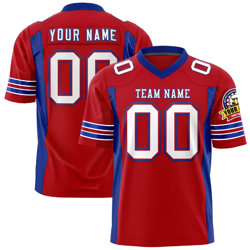 Custom Red Royal Personalized Insert Color Design Authentic Football Jersey Casual Men's Loose