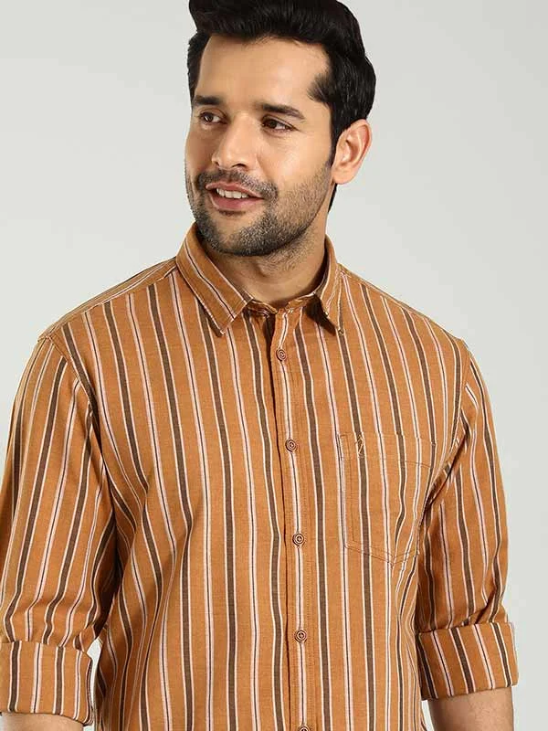 Men Striped Full Sleeve Cotton Shirt Modern Men's Geometric