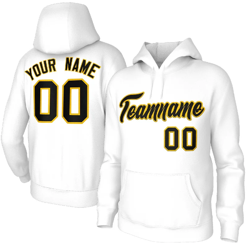 Custom Stitched White Black-Yellow Classic Style Sweatshirt Pullover Hoodie Cozy Men's Winter Custom Stitched White Black-Yellow Classic Style Sweatshirt Pullover Hoodie Cozy Men's Winter