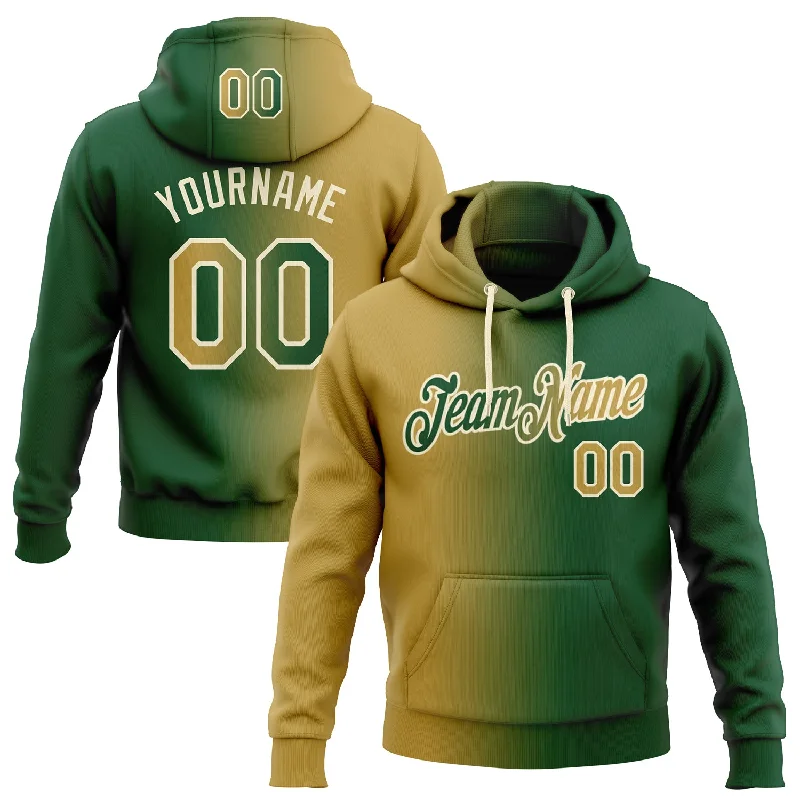 Custom Stitched Green Old Gold-Cream Gradient Fashion Sports Pullover Sweatshirt Hoodie Practical Men's Multi