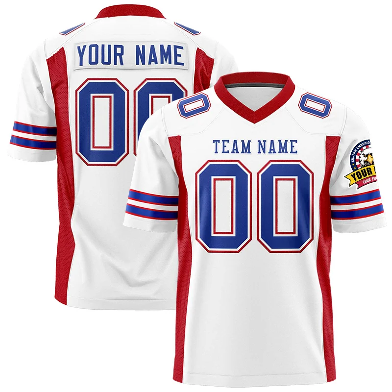 Custom White Red Personalized Insert Color Design Authentic Football Jersey Earthy Men's Sustainable 