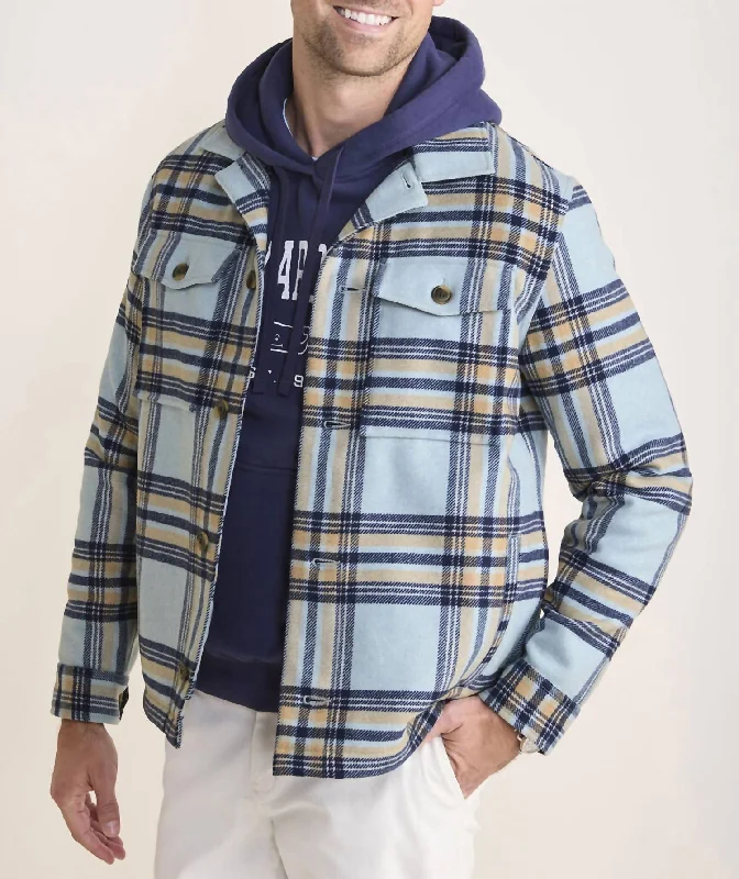 Wool Blend Shacket In Seacliff Blue Earthy Men's Hemp