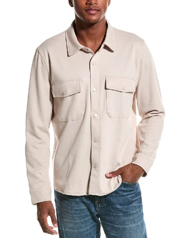 Industry Collared Snap Front Shirt Jacket Laid