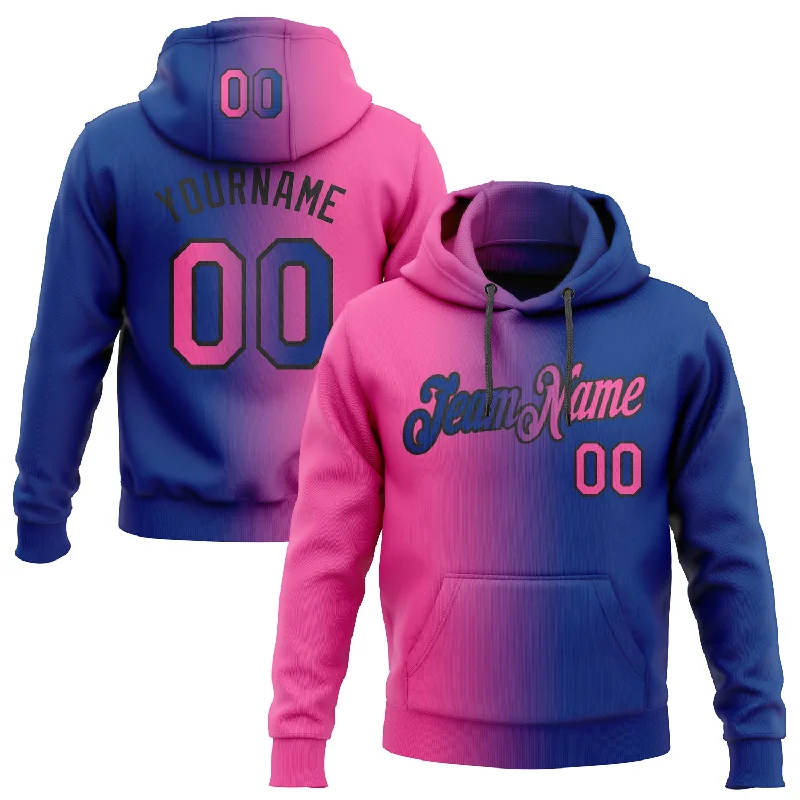 Custom Stitched Royal Pink-Black Gradient Fashion Sports Pullover Sweatshirt Hoodie Hip Men's Urban