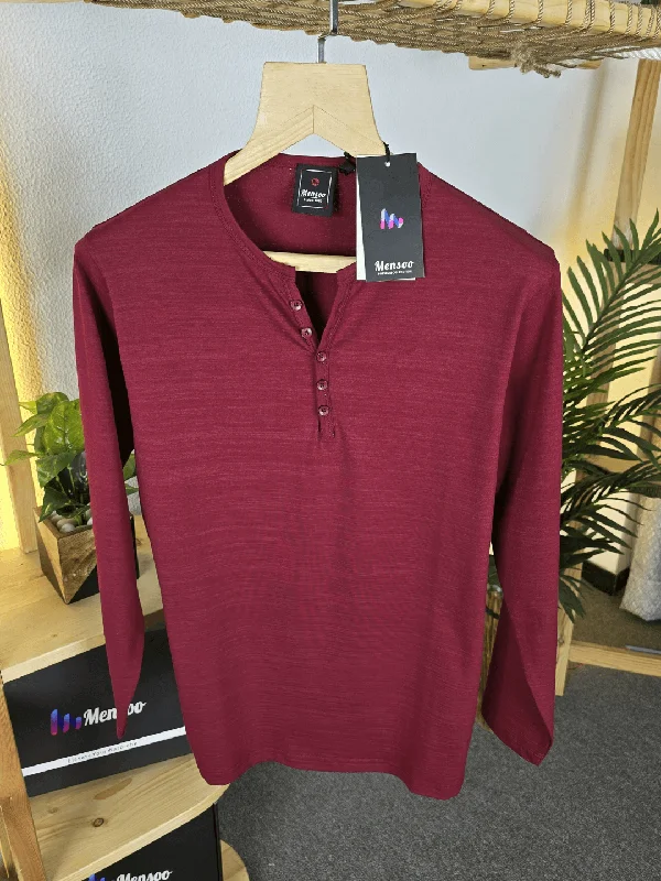 Hanley Full Sleeve T Shirt Maroon Rugged Men's Outdoor 