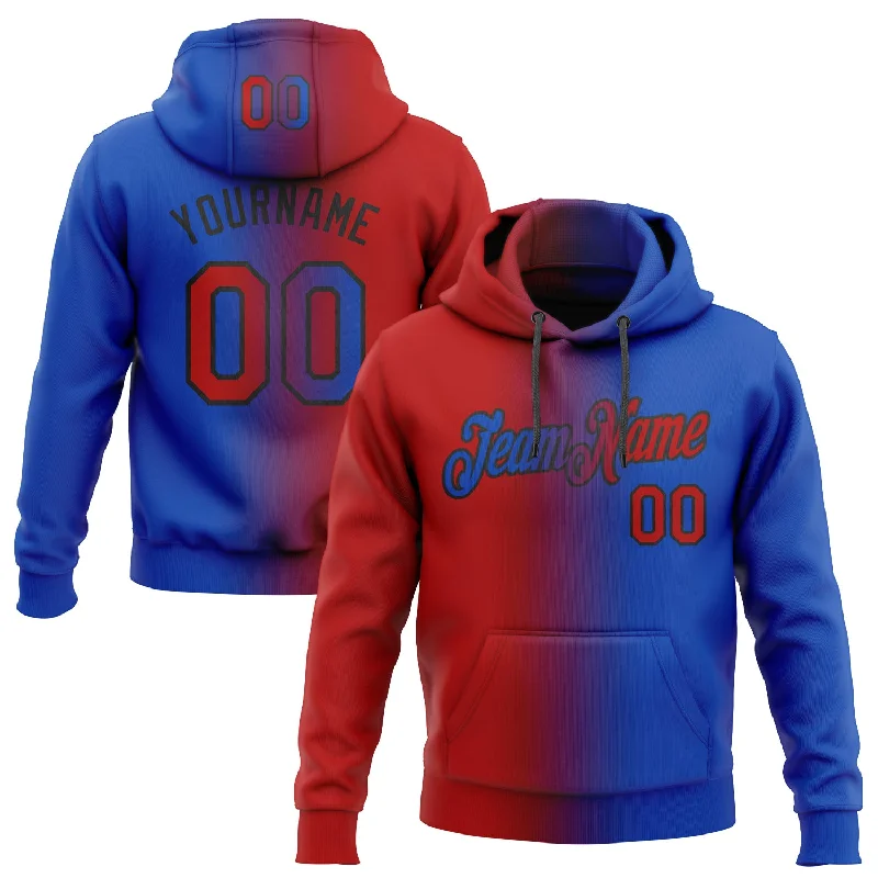 Custom Stitched Thunder Blue Red-Black Gradient Fashion Sports Pullover Sweatshirt Hoodie Masculine Men's 