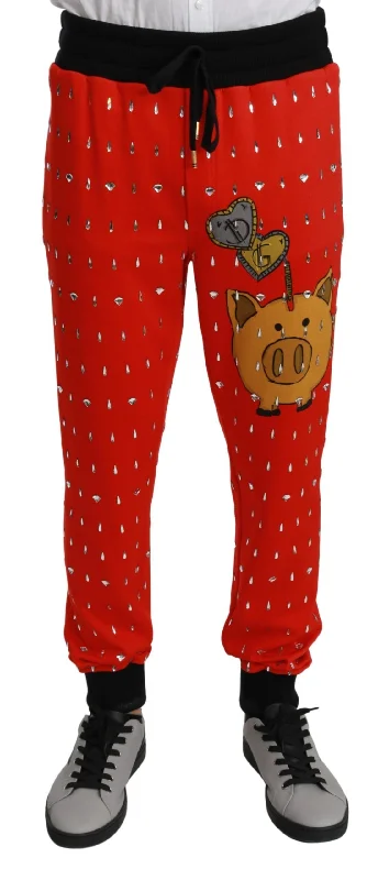 Dolce & Gabbana Chic  Piggy Bank Print Men's Sweatpants Modern Men's Tech