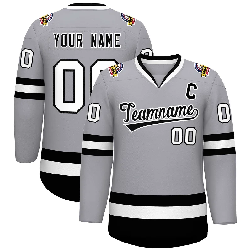 Custom Gray Black-White Classic Style Hockey Jersey Athletic Men's Compression