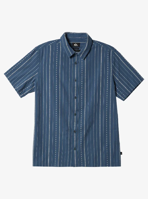 Pacific Stripe Short Sleeve Shirt - Berring Sea Pacific Stripes Polished Men's Satin