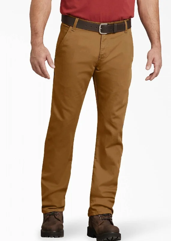 Flex Regular Fit Duck Carpenter Pants In Stonewashed Brown Duck Masculine Men's Thick